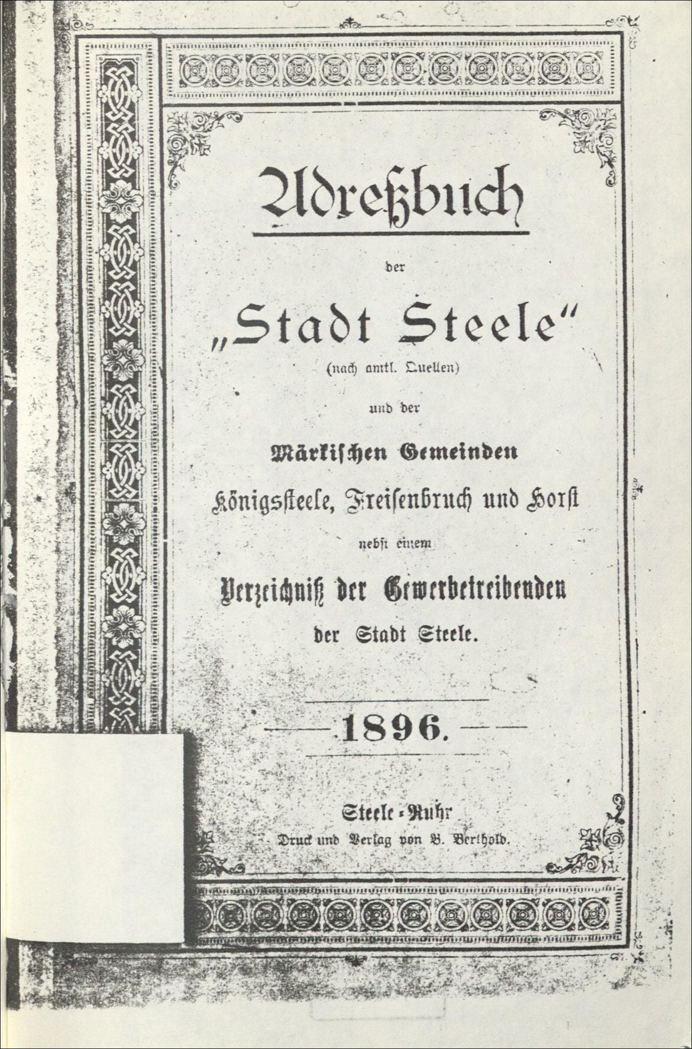 Adreßbuch der Stadt Steele 1896