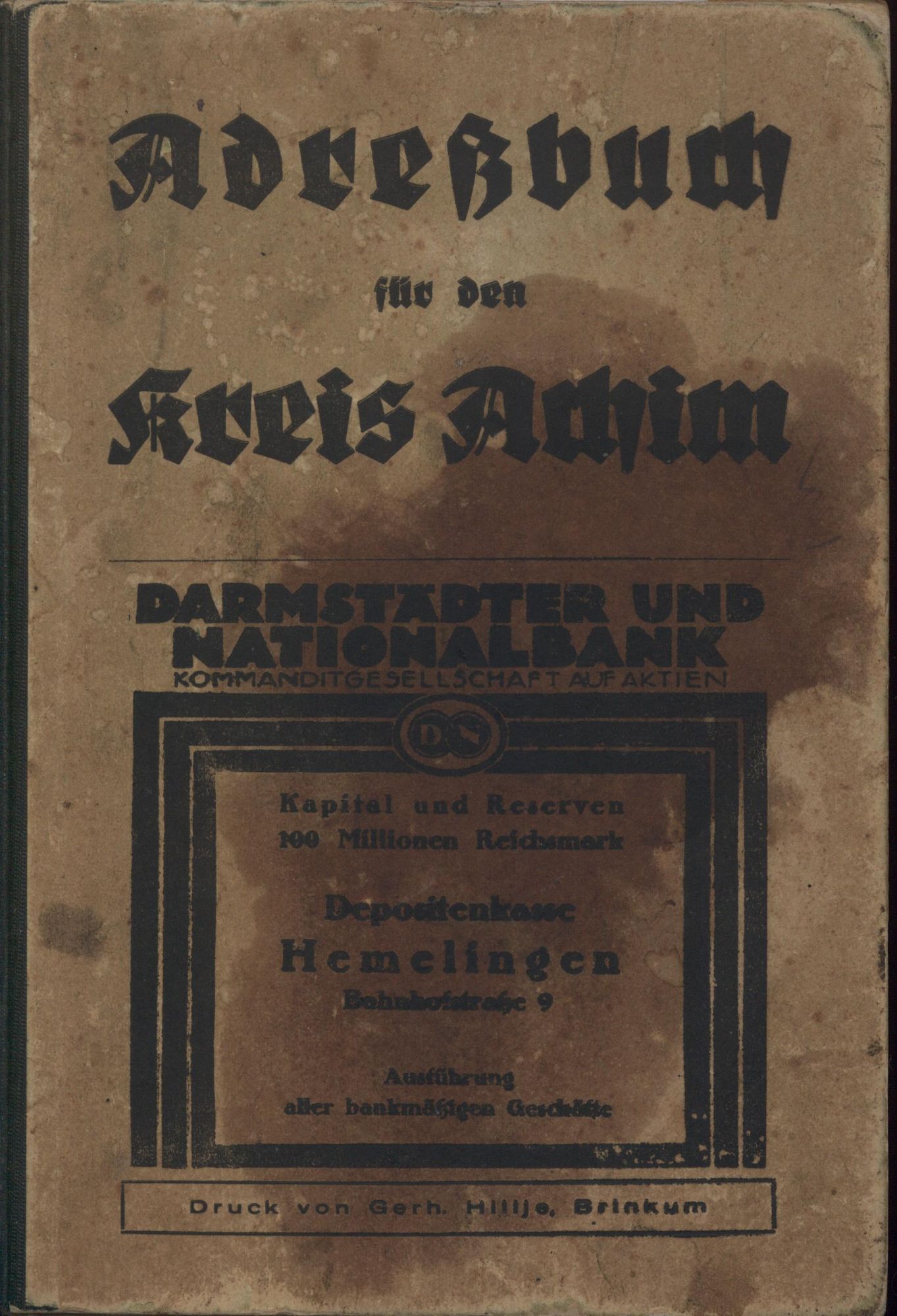 Adreßbuch für den Kreis Achim 1925-26