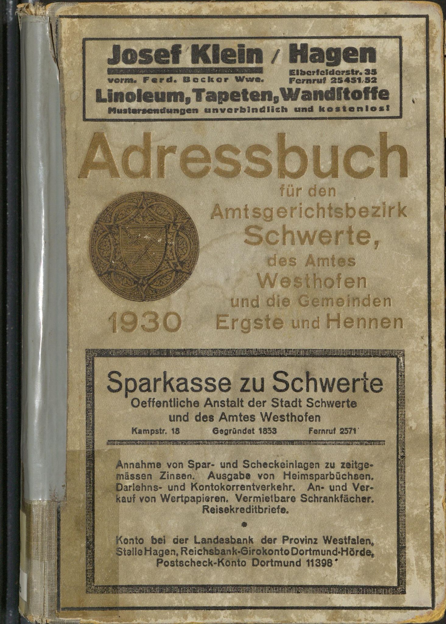 Adreßbuch für die Stadt Schwerte und das Amt Westhofen 1930