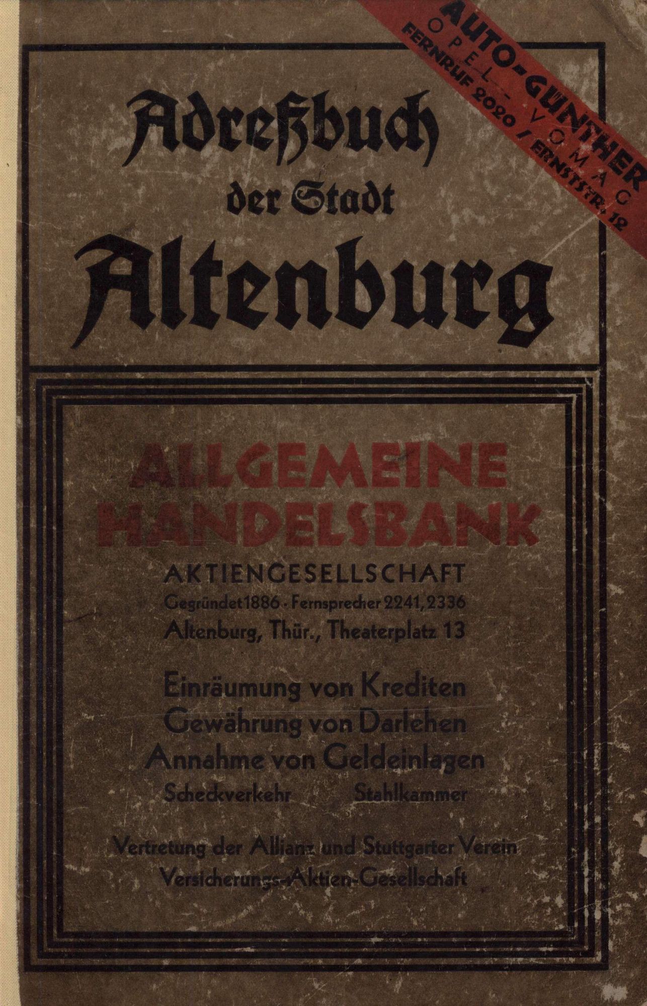 Adreßbuch der Stadt Altenburg 1929