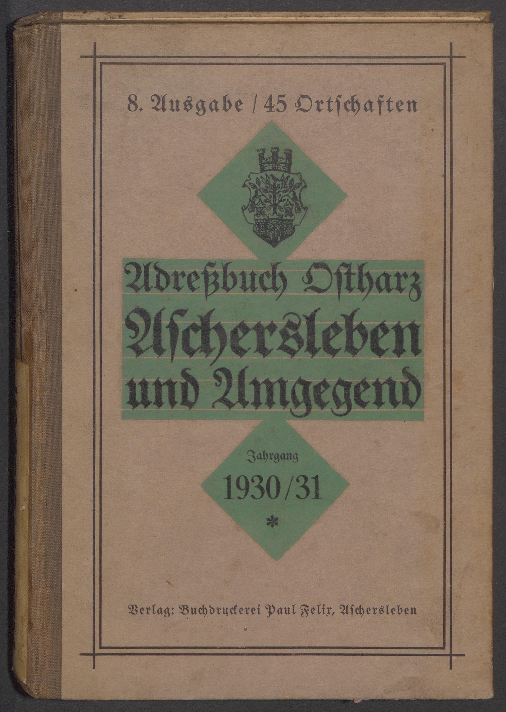 Adreßbuch Ostharz - Aschersleben und Umgegend 1930-31