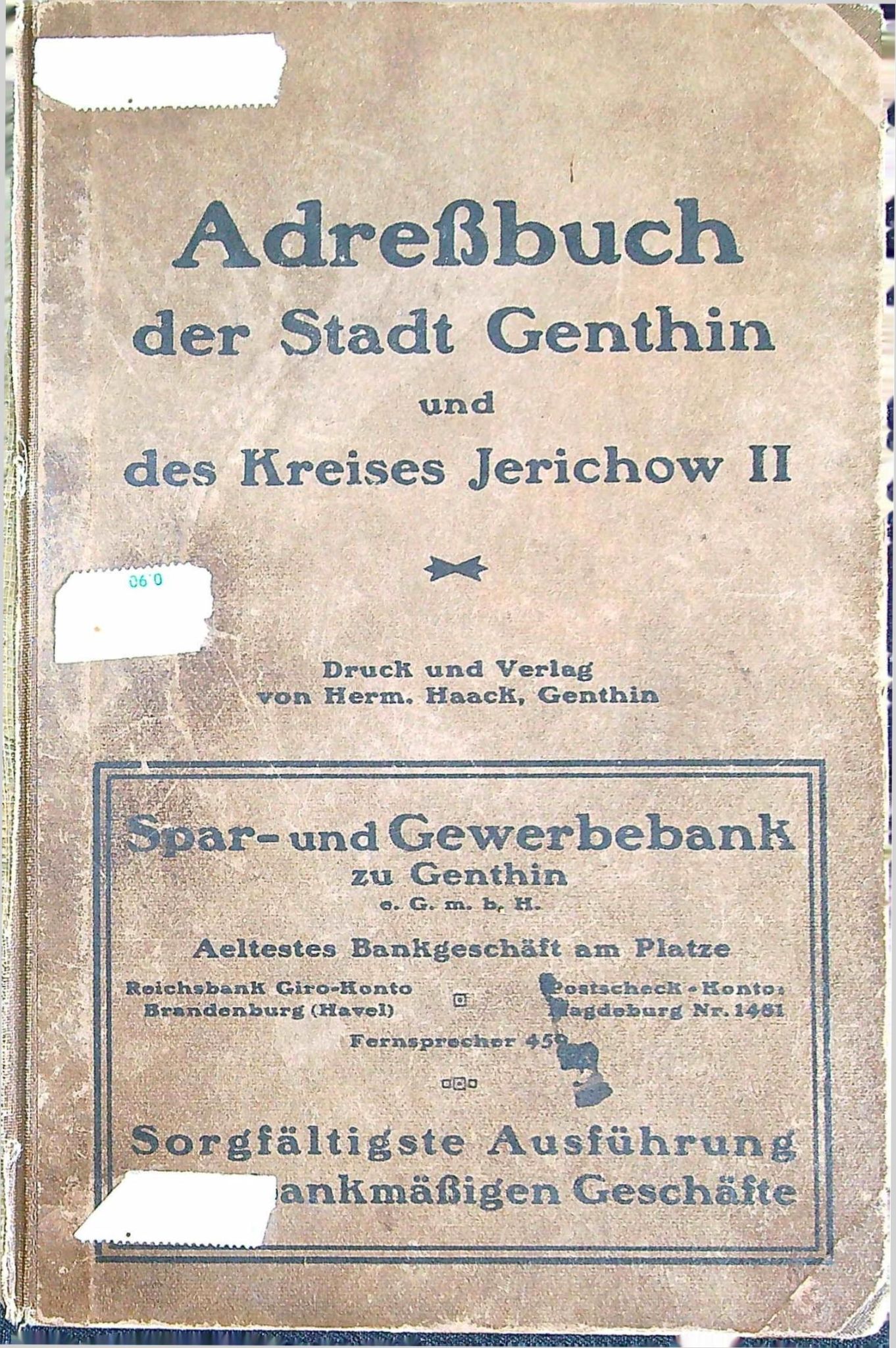 Adreßbuch der Stadt Genthin und des Kreises Jerichow II - 1926