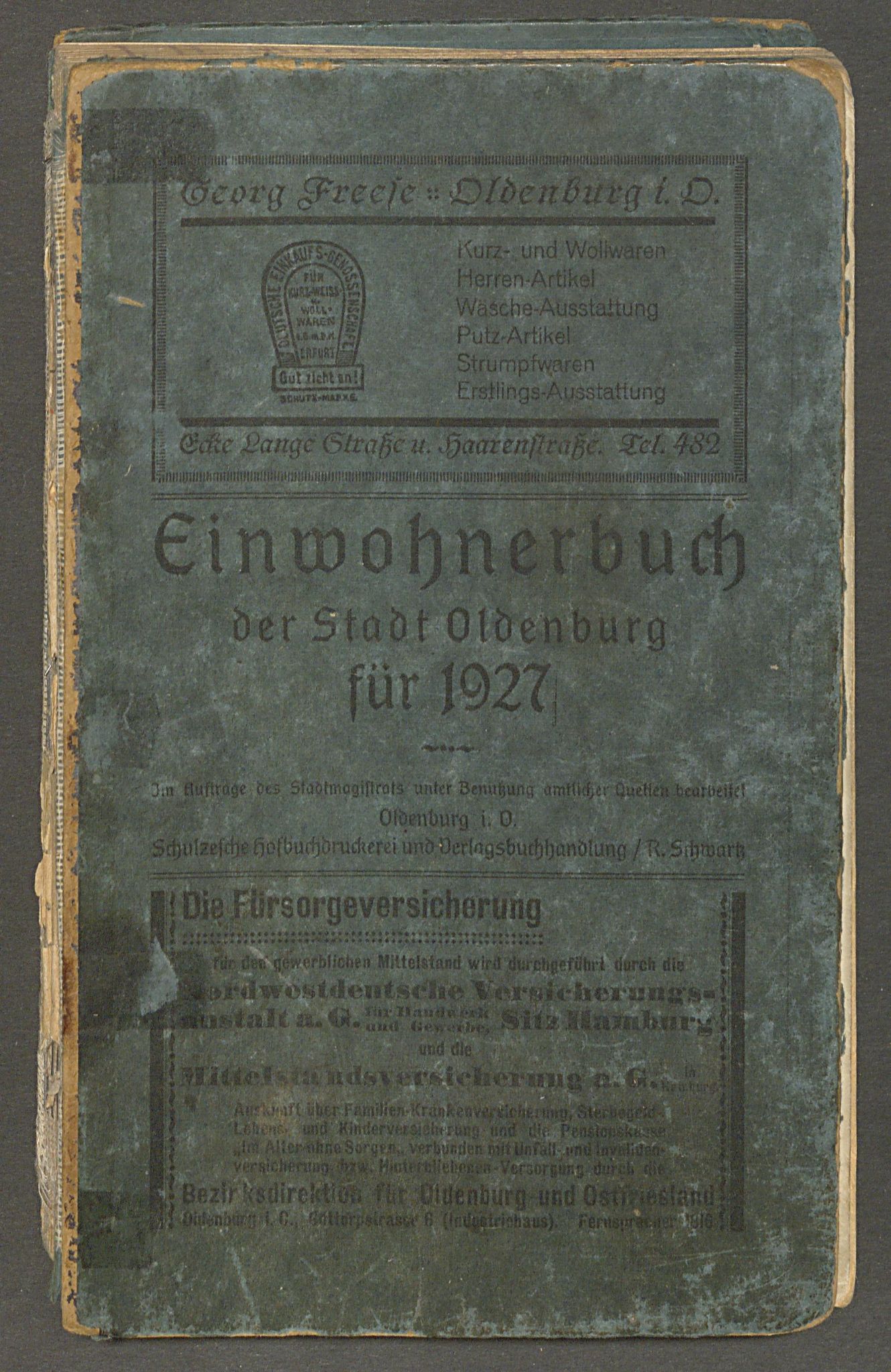 Einwohnerbuch der Stadt Oldenburg für 1927