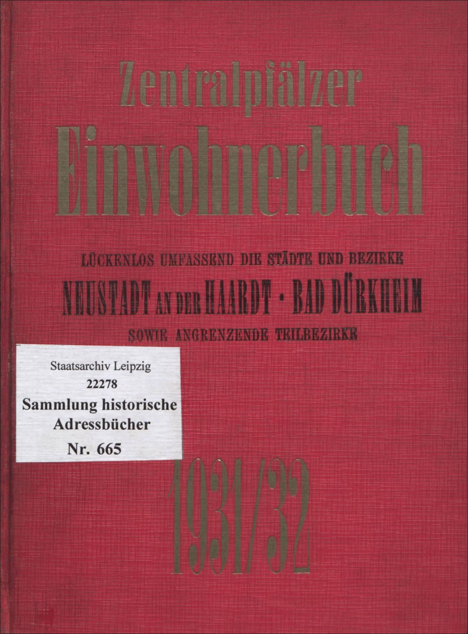 Zentralpfälzer Einwohnerbuch 1931/32