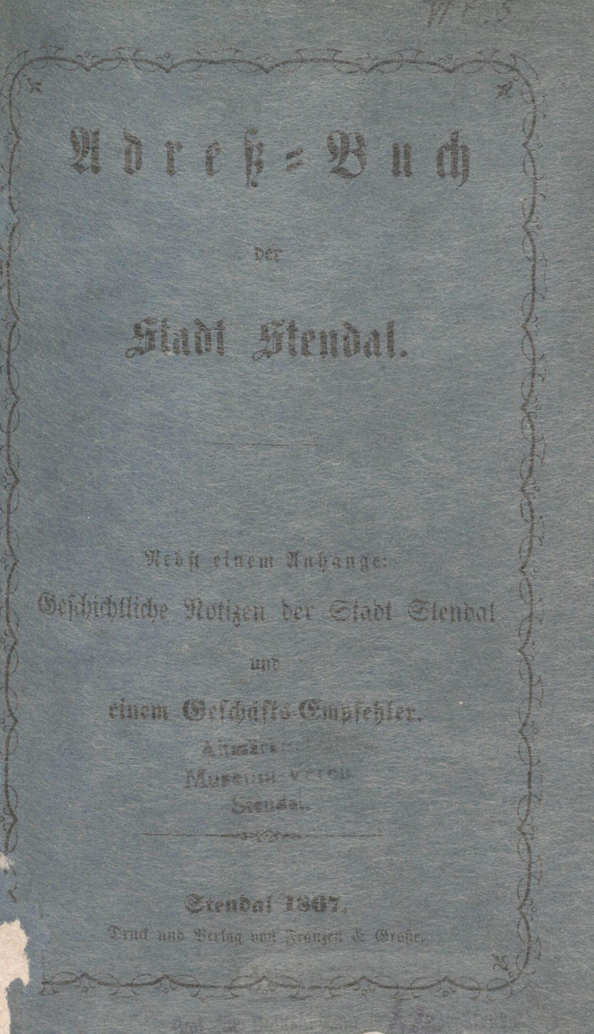 Adreßbuch der Stadt Stendal 1867