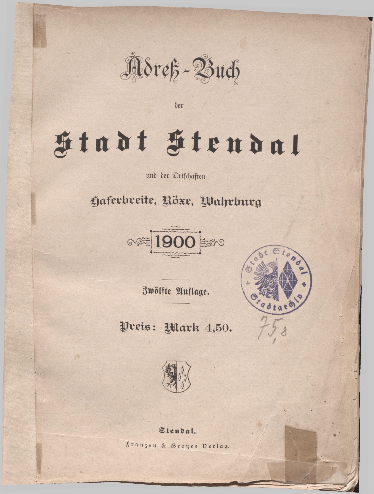Adreßbuch der Stadt Stendal 1900